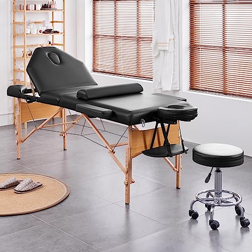 Black Folding Massage Table with Bolster & Carrying Bag H625665
