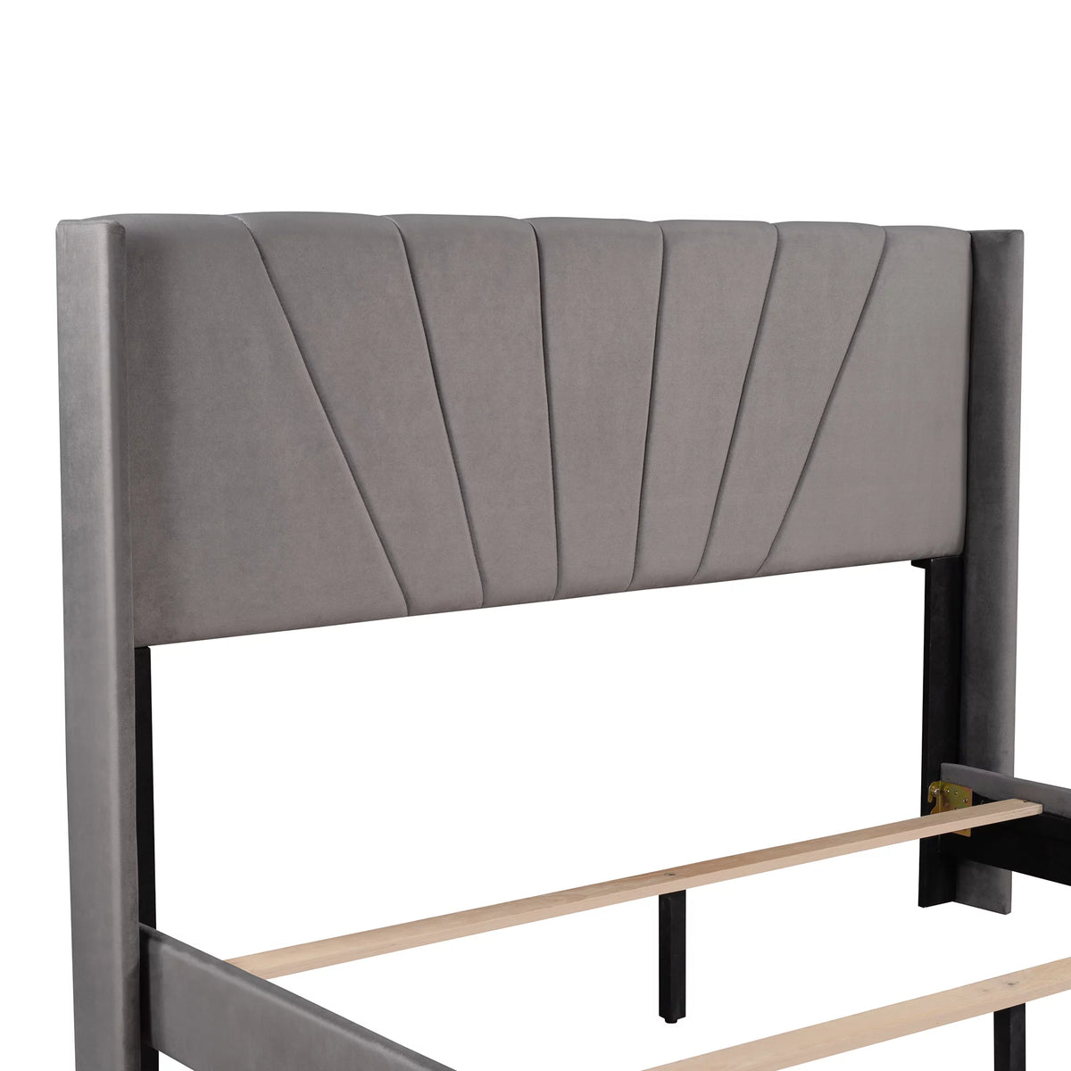 Queen Velvet Upholstered Platform Bed Frame with Headboard P665595
