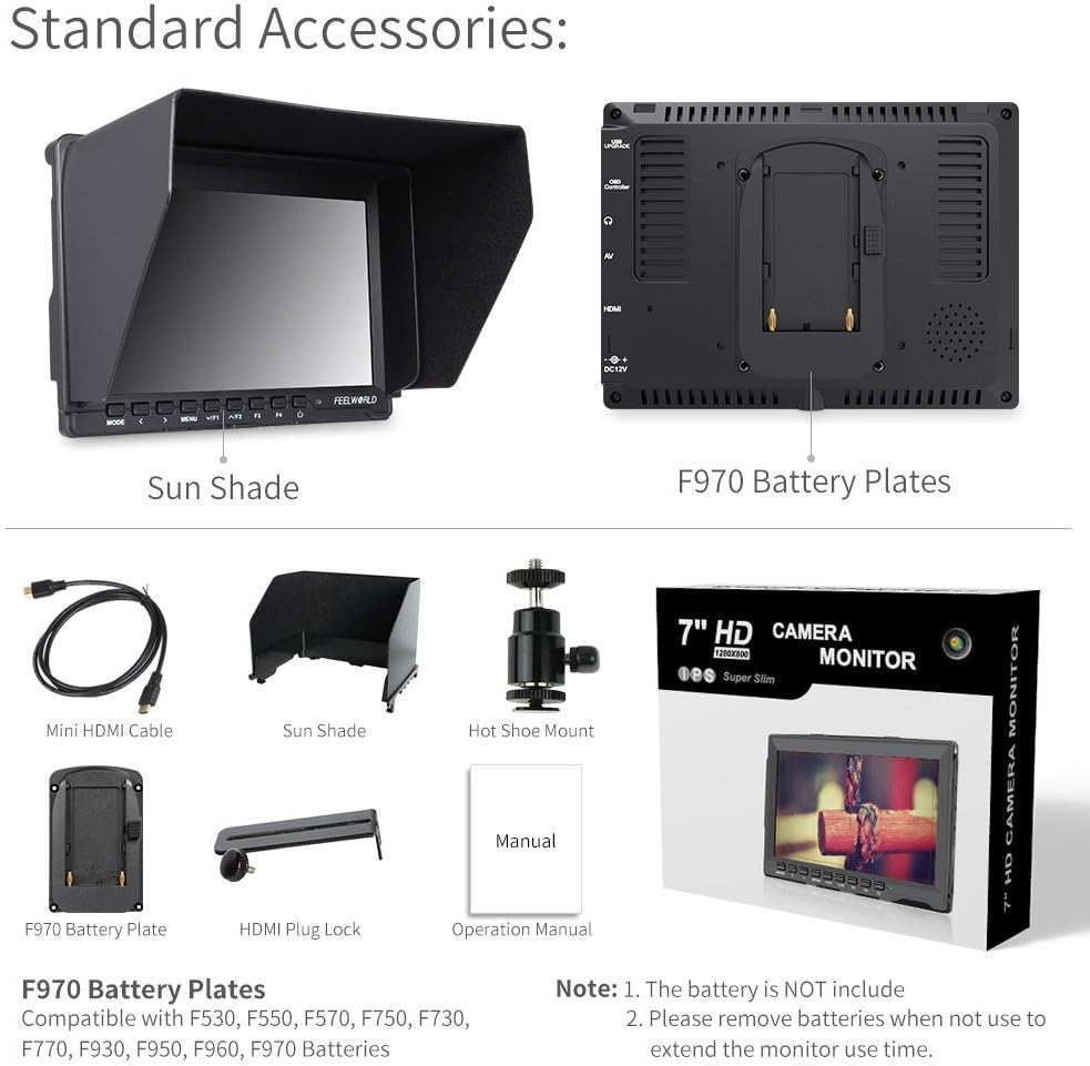 7" HD 1280x800 Field Monitor LCD IPS Screen Z700853