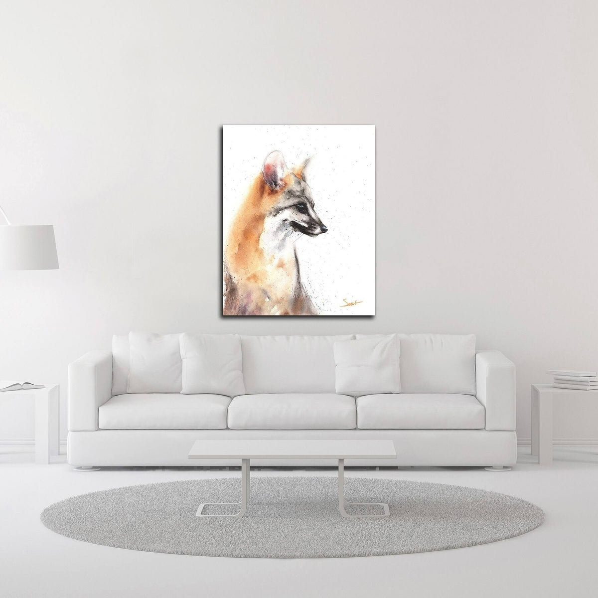 22x22 x 17x22 Grey Fox Print on Canvas L1668