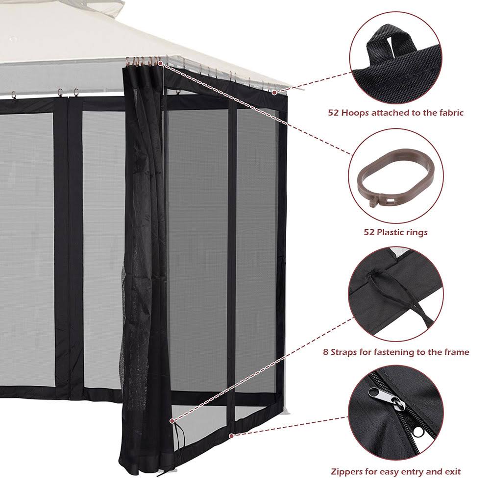 22x7ft Universal Replacement Mosquito Mesh Netting Zip Walls F7659