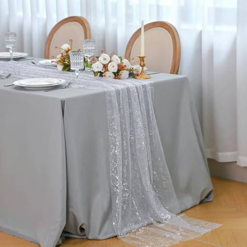 10 Pcs Black & Gold Sheer Chiffon Table Runner 120 Inch Z53515
