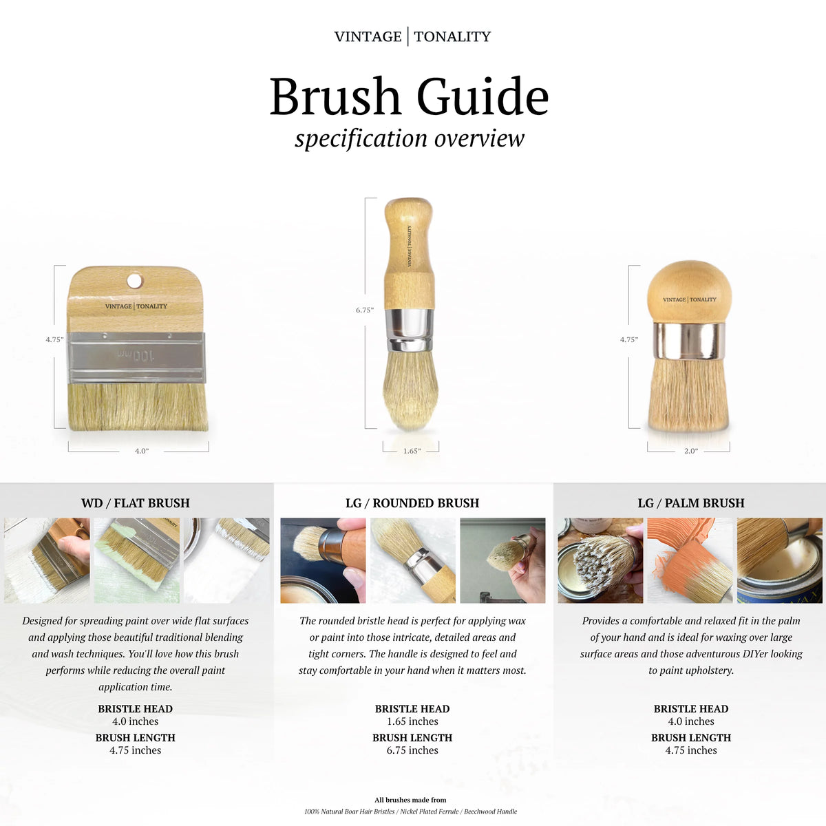3 PCS Chalk Paint Wax Brush Set O4140