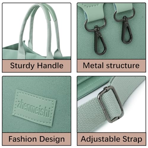 Canvas Tote Bag With Pockets Crossbody Hobo Messenger Shoulder Handbag A683986