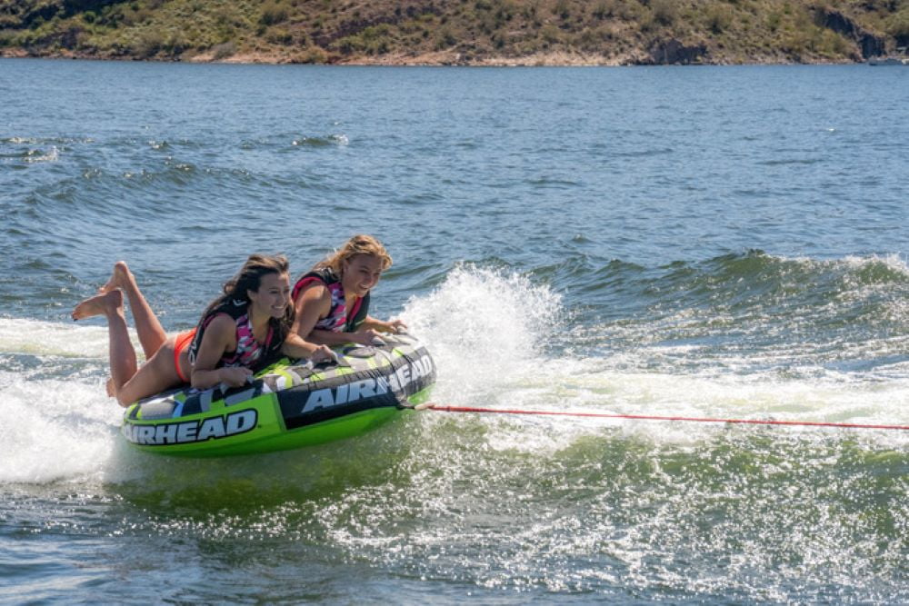 2-Person Towable Boat Tube Float Heavy-Duty Nylon Green Camo K1683