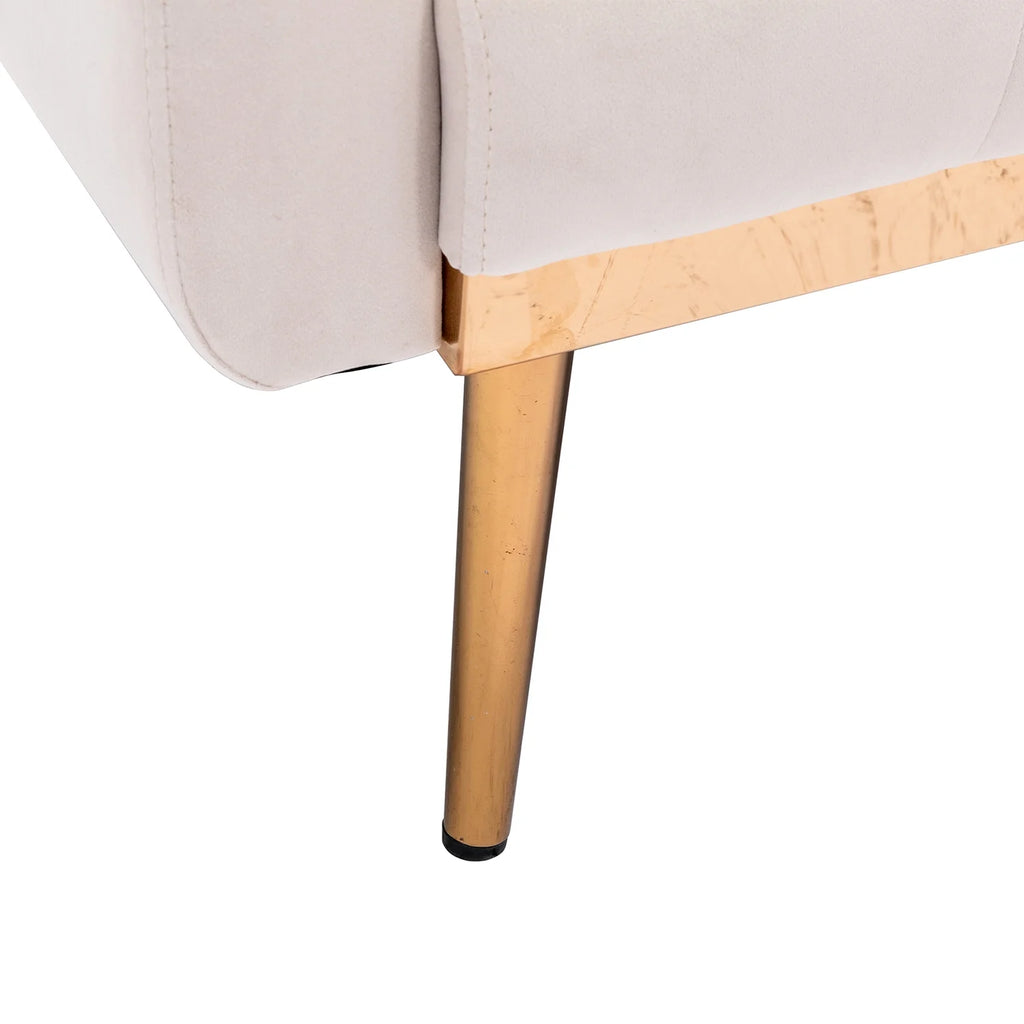Beige Velvet Futon Sofa Bed with Two Pillows Z773