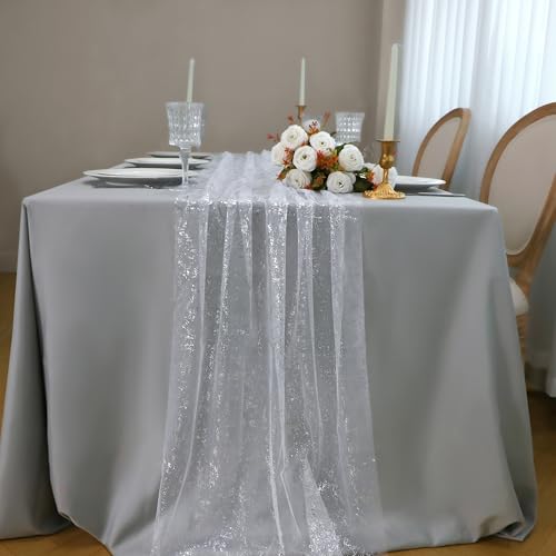 10 Pcs Black & Gold Sheer Chiffon Table Runner 120 Inch Z53515