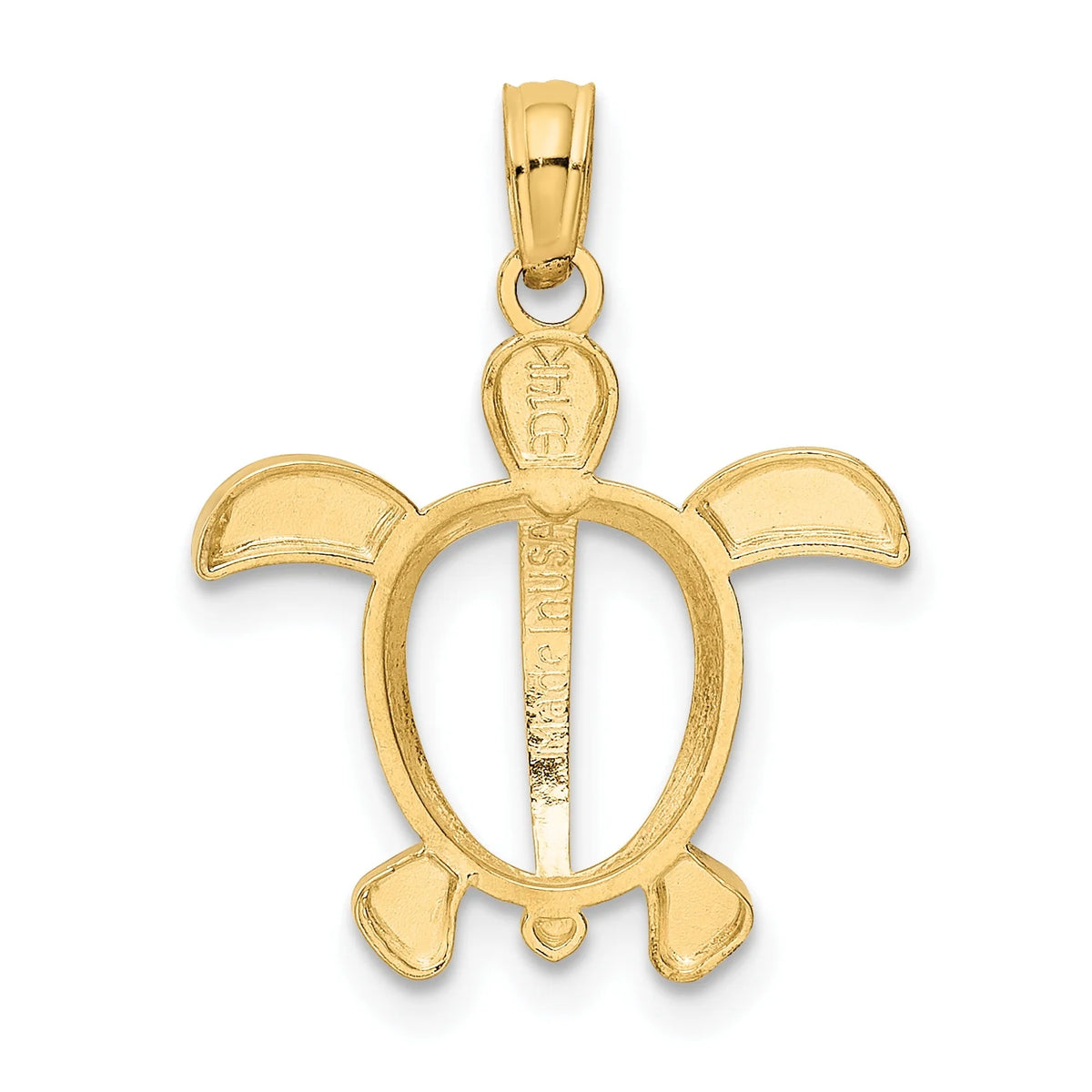 14K Two-Tone Gold Rhodium Plated Sea Turtle Pendant Necklace N1465