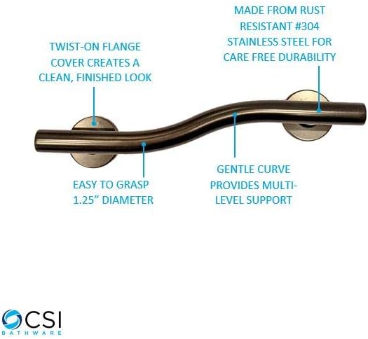 Oil Rubbed Bronze Wave Shaped Grab Bar, Pack of 2 P8628