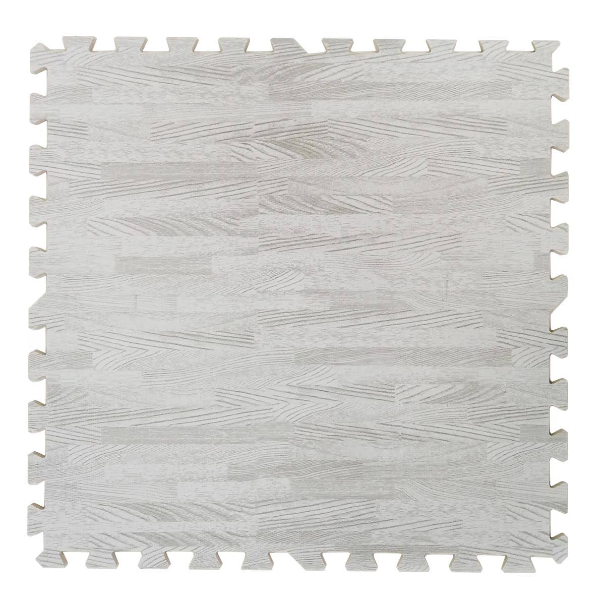 White Wood Grain Foam Mat Interlocking Flooring 25pcs E304