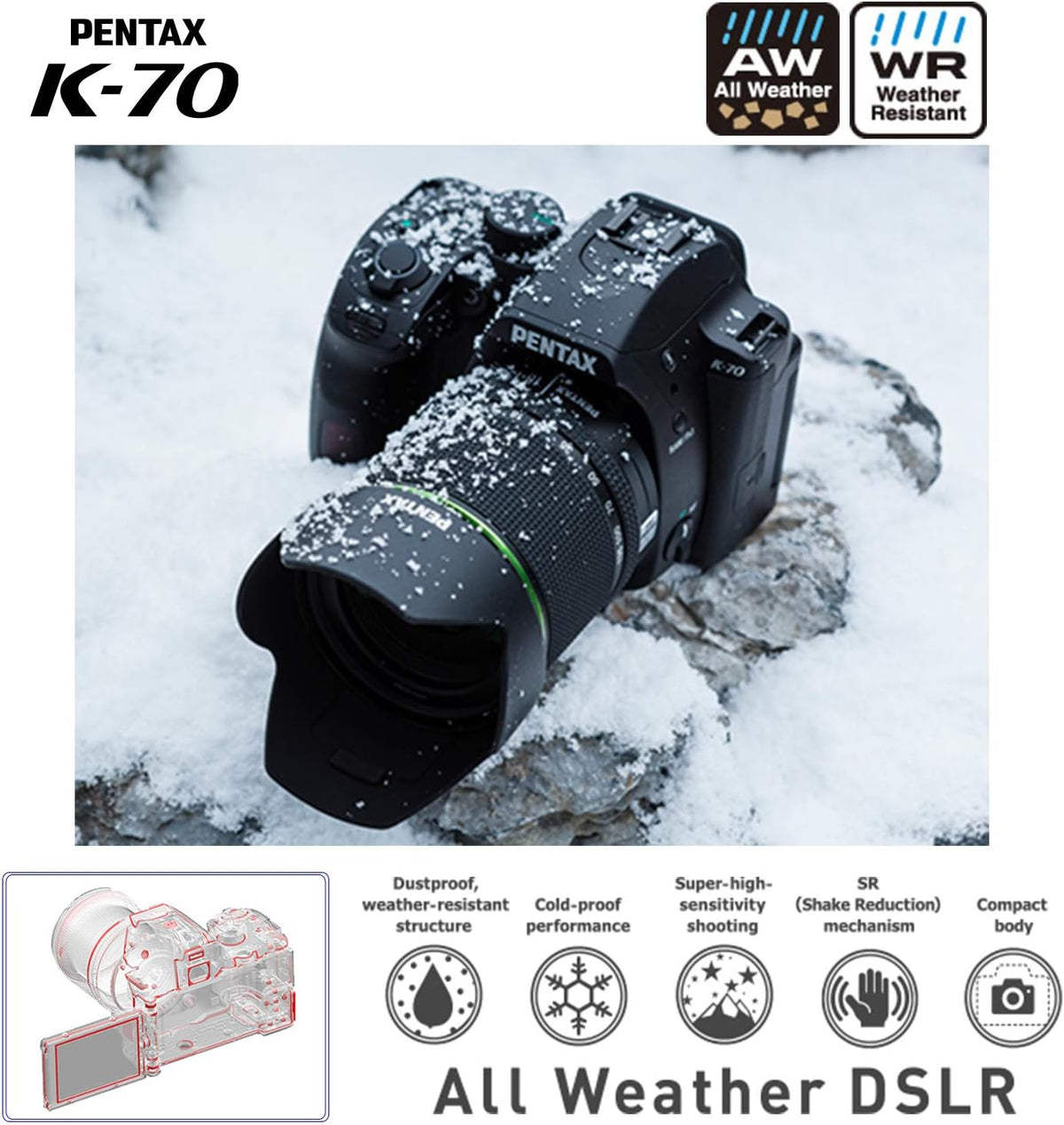 Black Weather-Sealed DSLR Camera with 18-135mm Lens X44908
