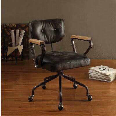 Vintage Black Top Grain Leather Office Chair F974120