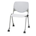 Light Grey White Stack Chair with Casters M8829