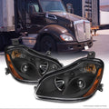 Pair Halogen Projector Headlights Black Housing H6097