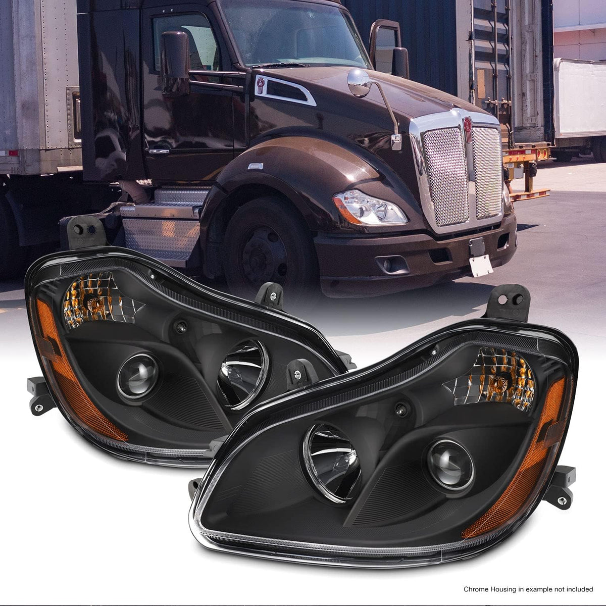 Pair Halogen Projector Headlights Black Housing H6097