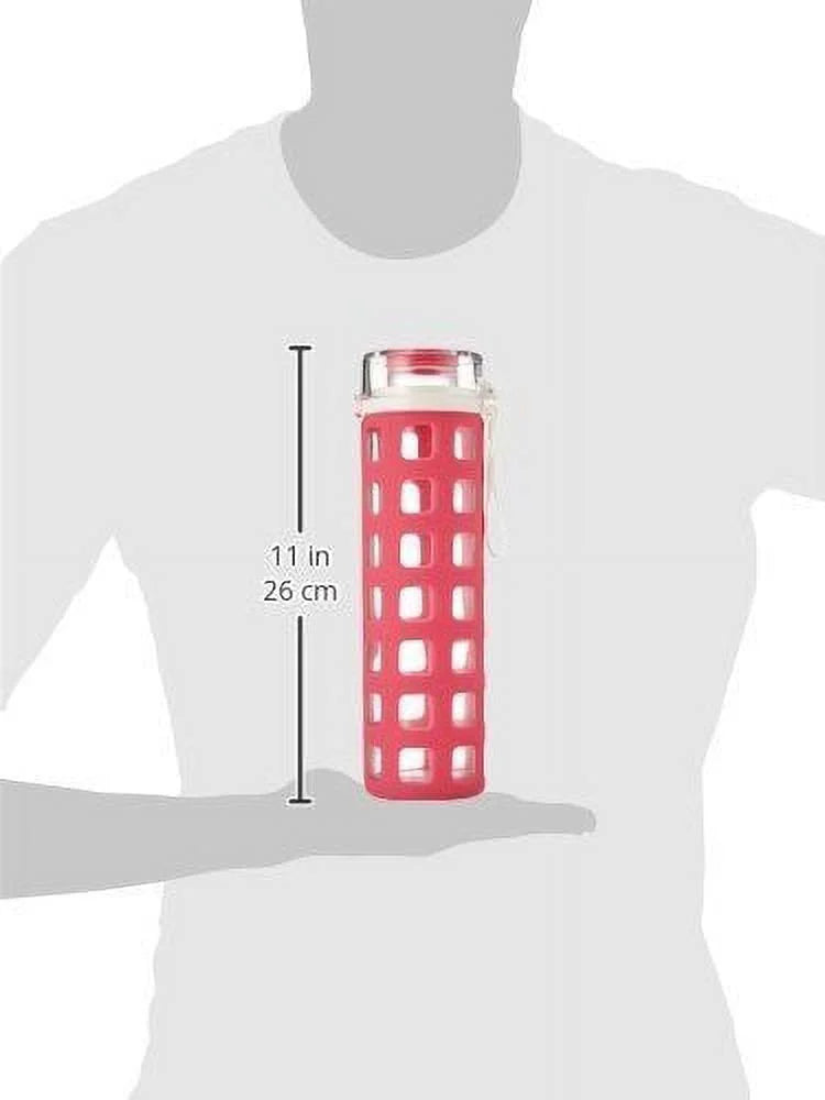 BPA-Free Glass Water Bottle with Flip Lid, Pink, 20 oz N824324