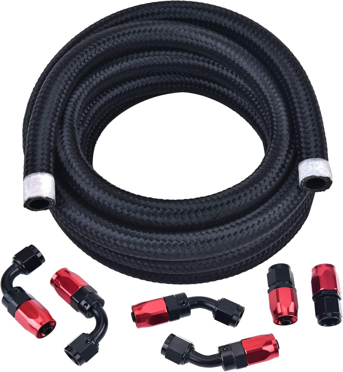 6AN Nylon Braided Fuel Hose Kit 10FT Black Pack of 2 L81734