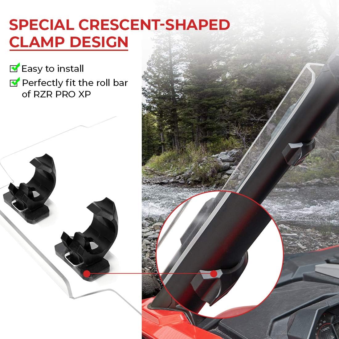 Polycarbonate Front Windshield Compatible with Polaris RZR PRO XP V108