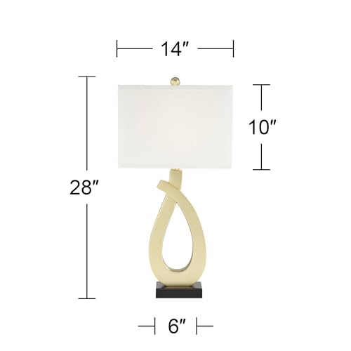 Set of 2 Gold Metal Table Lamps with USB Charging Port B1438