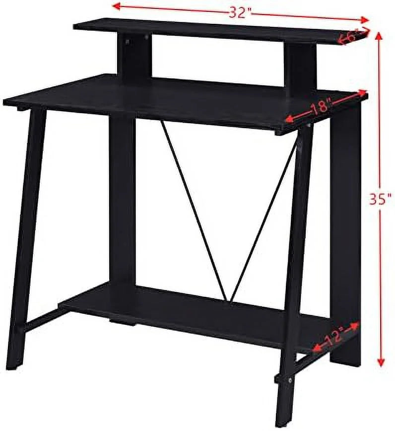 32'' Corner Computer Desk with Shelves W453