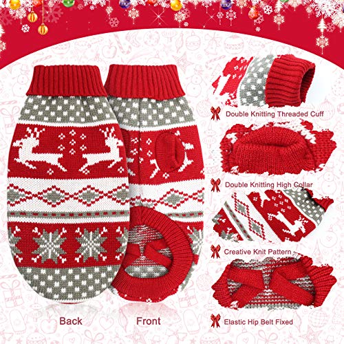 Cat & Dog Christmas Sweater 2 Pack X-Small Red Grey G968