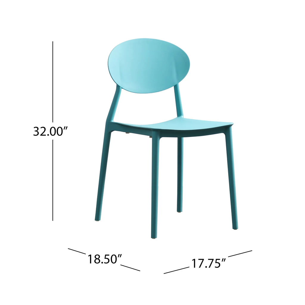 Teal Plastic Stacking Dining Chairs Set of 4 K872