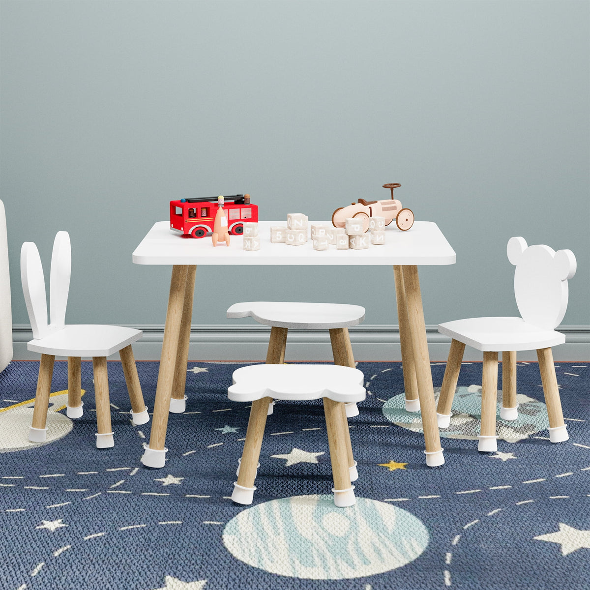 Wood Toddler Table and Chairs Set with 4 Chairs Q35989