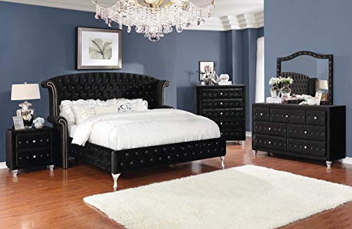 Queen Tufted Upholstered Bed Black N840