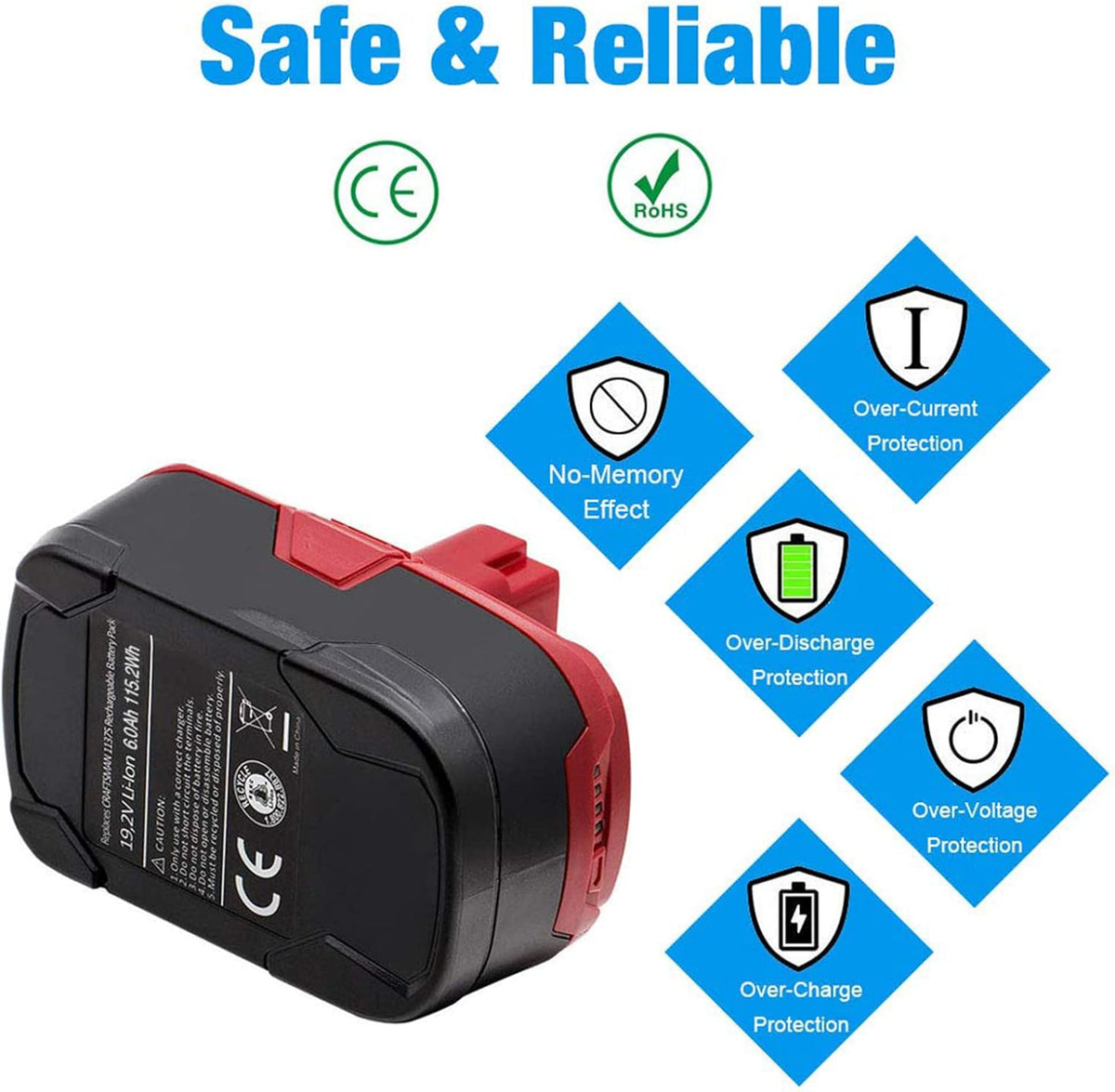 4-Pack 6.0Ah Lithium ion Battery for Craftsman 19.2Volt P881