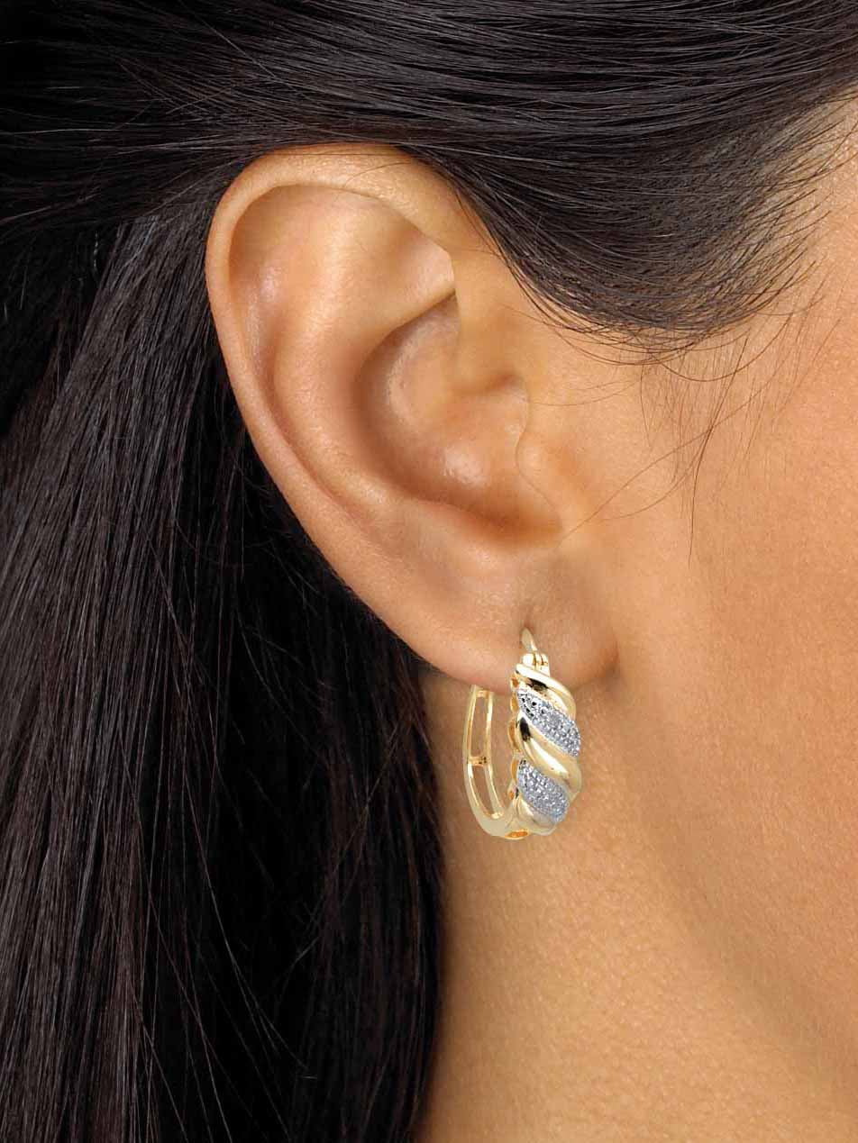Diamond Accent S-Link Hoop Earrings Gold-Plated 3/4" V505234