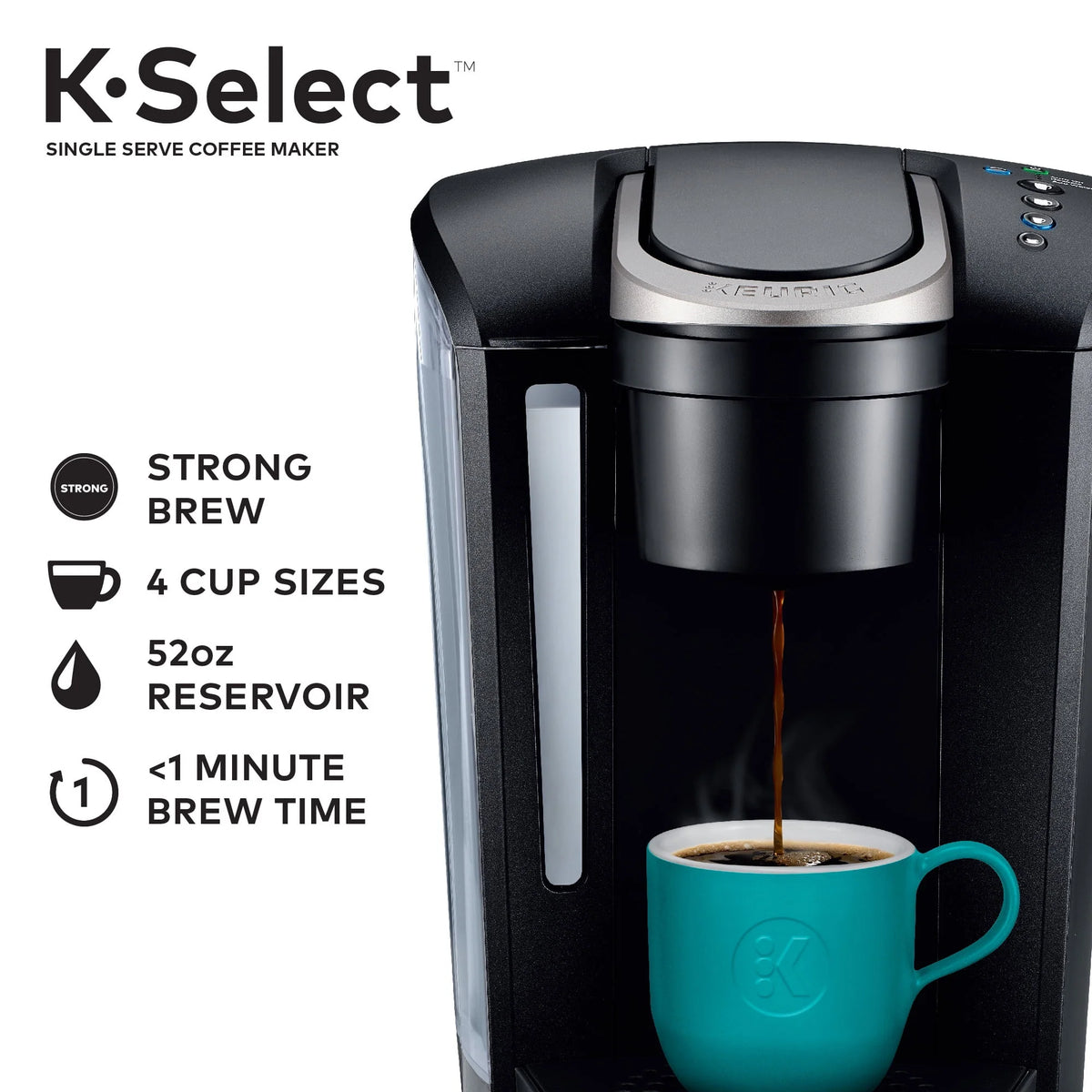 Single-Serve K-Cup Pod Coffee Maker with Strength Control, Matte Black J790