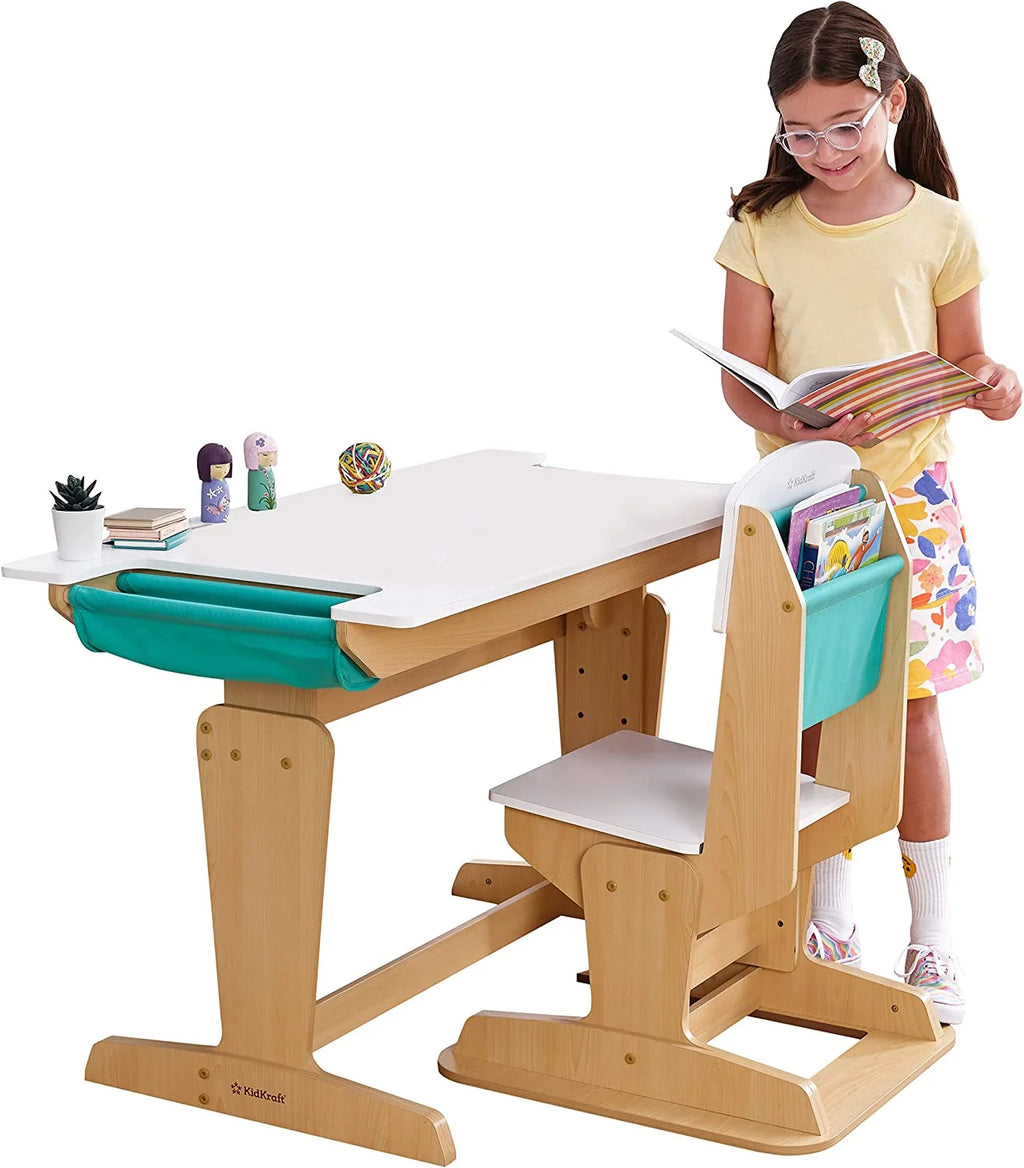 Adjustable Wooden Desk and Chair H459