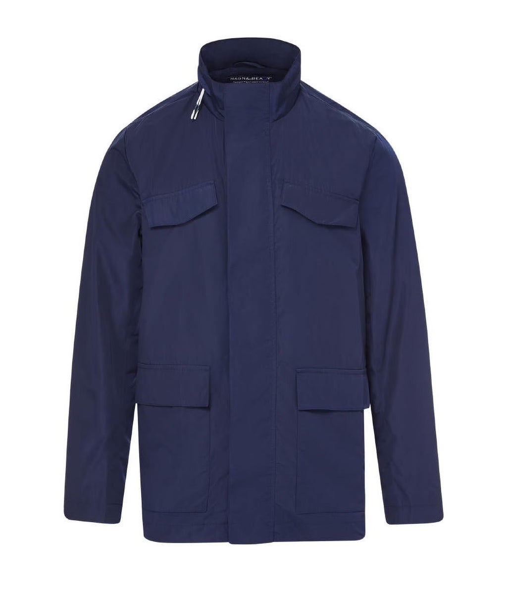 Navy Long Sleeve Rain Jacket with Magnetic Closures U10025