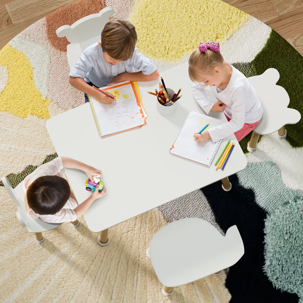 Wood Toddler Table and Chairs Set with 4 Chairs Q35989