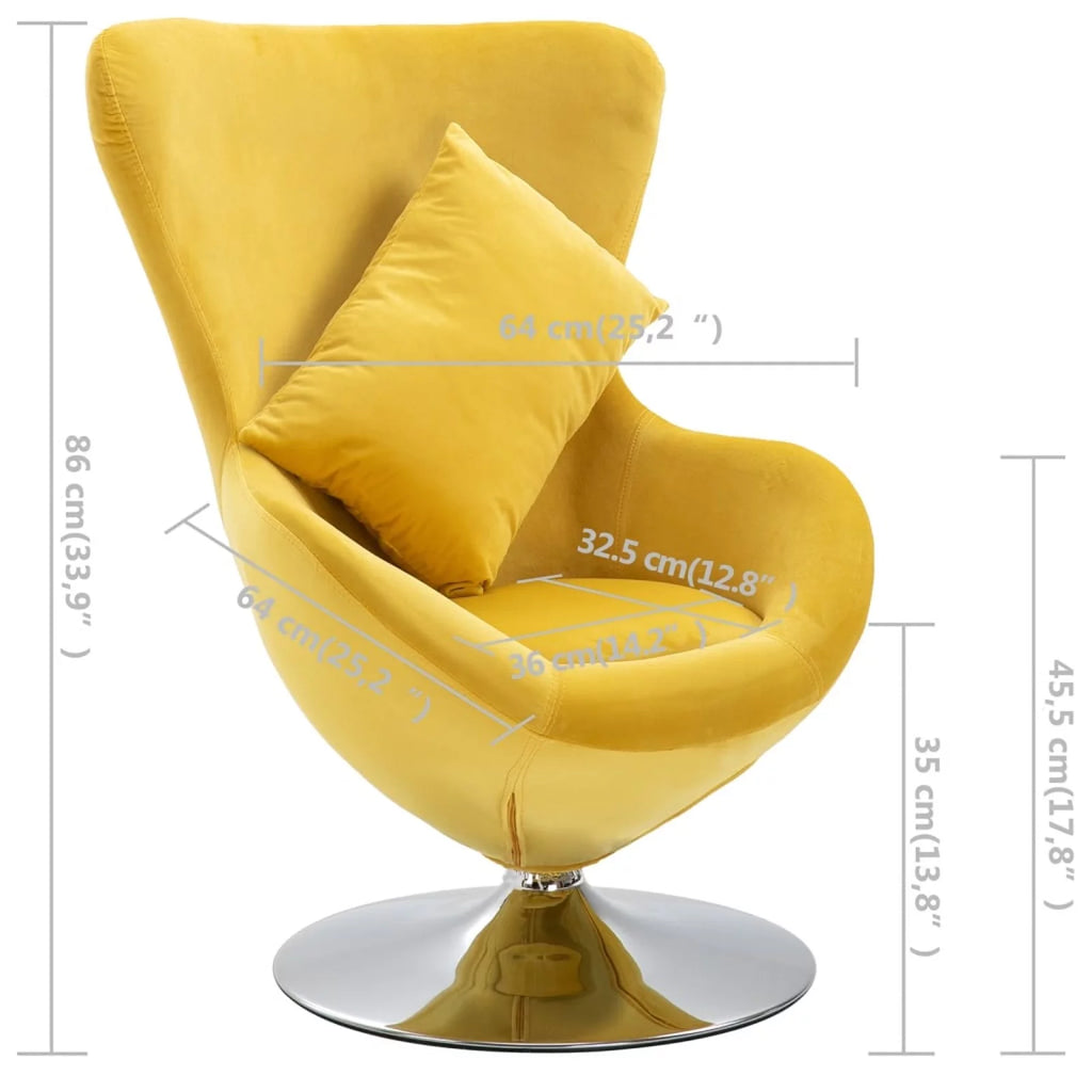 Swivel Egg Chair with Cushion Yellow F512512