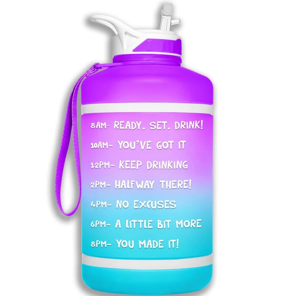 Purple 64 oz Water Bottle with Straw D12918