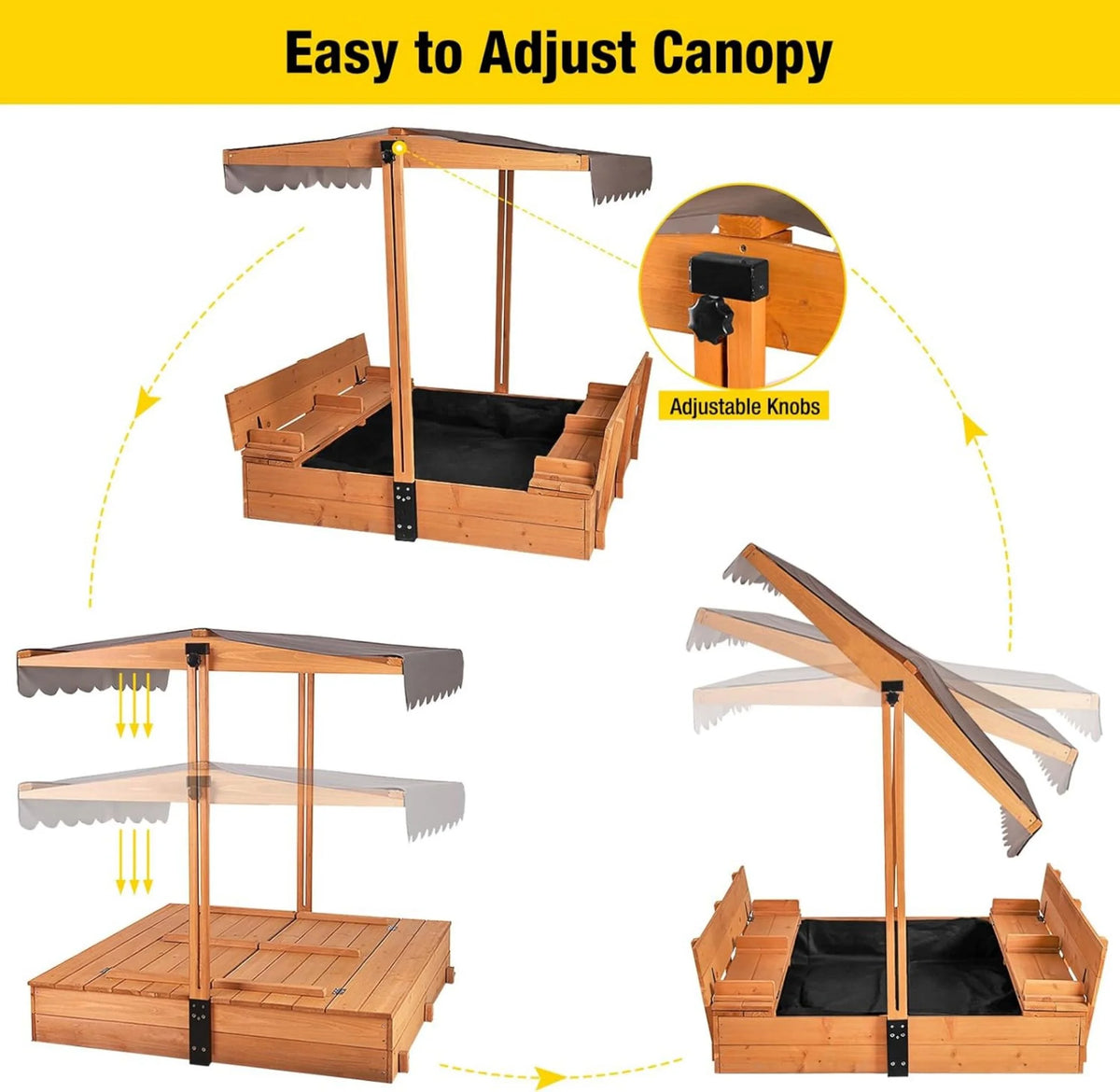 47'' Wooden Sandbox with Lid and Bench I2884