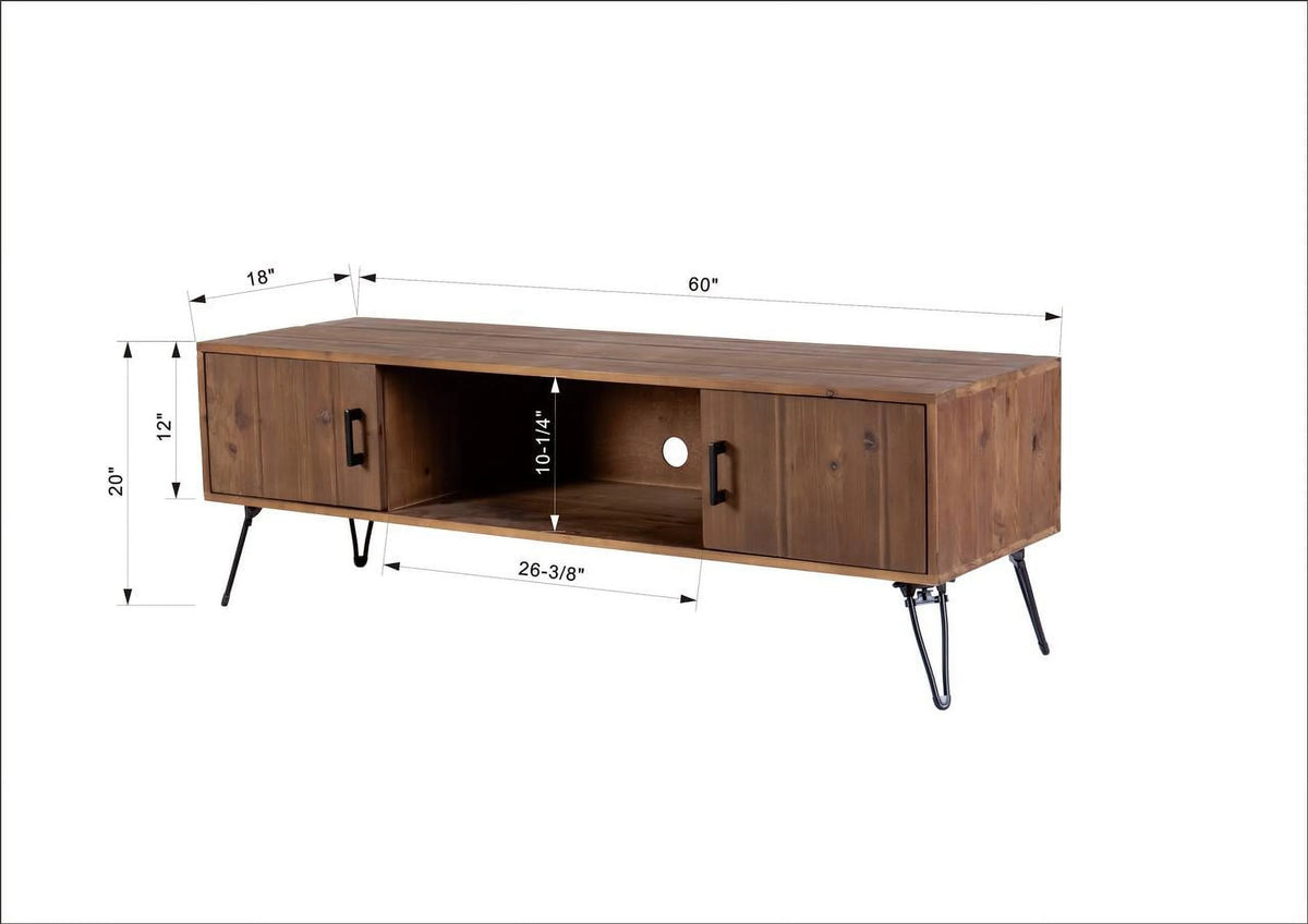 Reclaimed Wood Media TV Stand with Storage Cabinet D7027