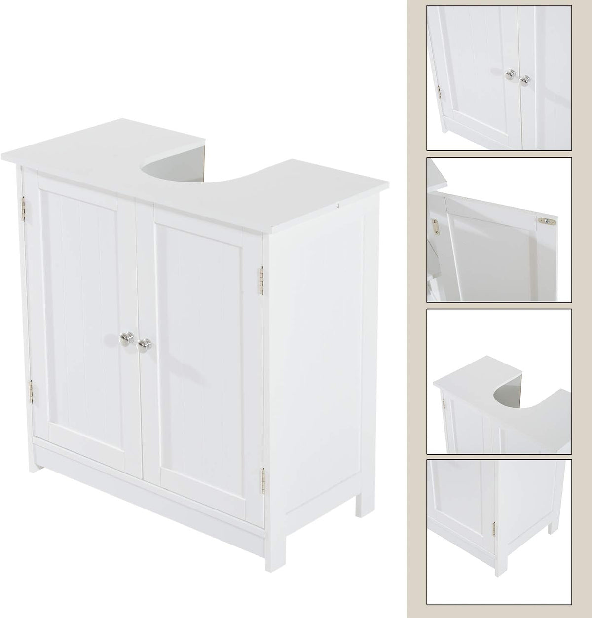 White Pedestal Sink Bathroom Vanity Cabinet Z43194
