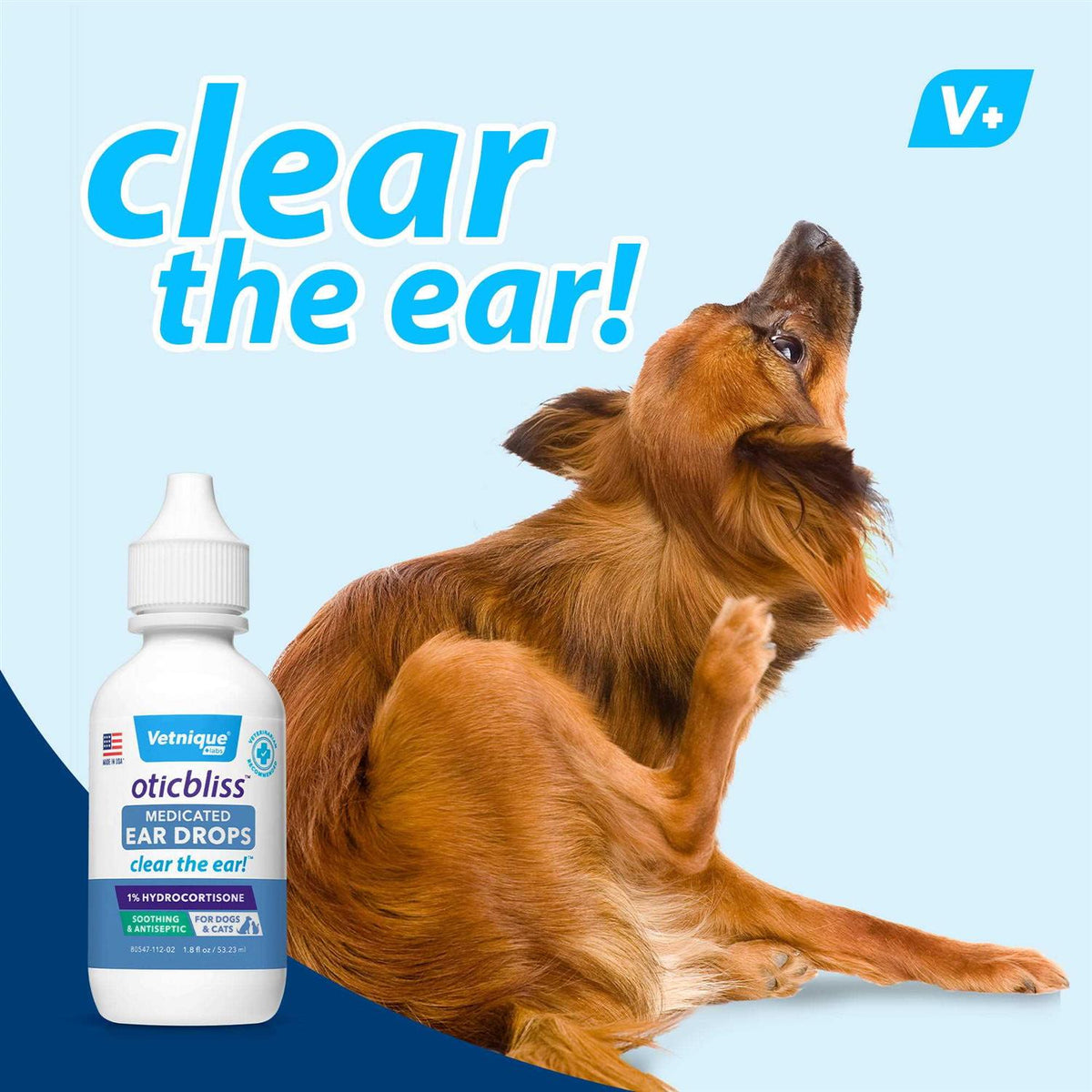 Medicated Ear Drops for Dogs & Cats with Hydrocortisone B256