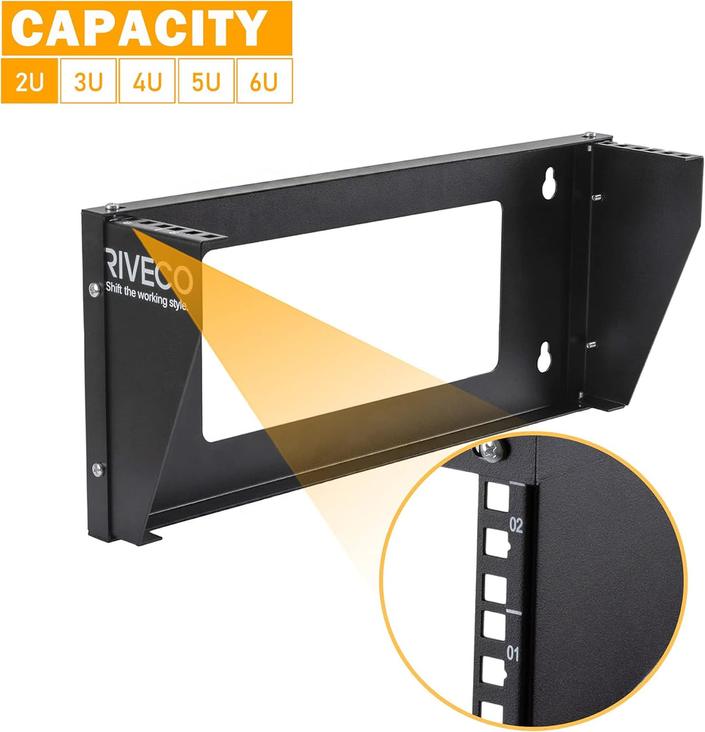 2U Wall Mount Rack Vertical Patch Panel Bracket Shelf Black A59071