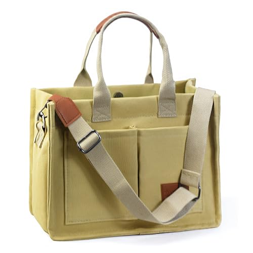Canvas Tote Bag With Pockets Crossbody Hobo Messenger Shoulder Handbag A683986