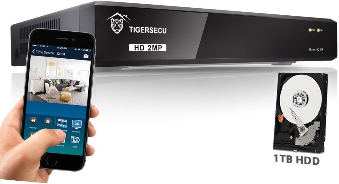 8-Channel Hybrid DVR Security Recorder with 1TB Hard Drive (Renewed) J552551