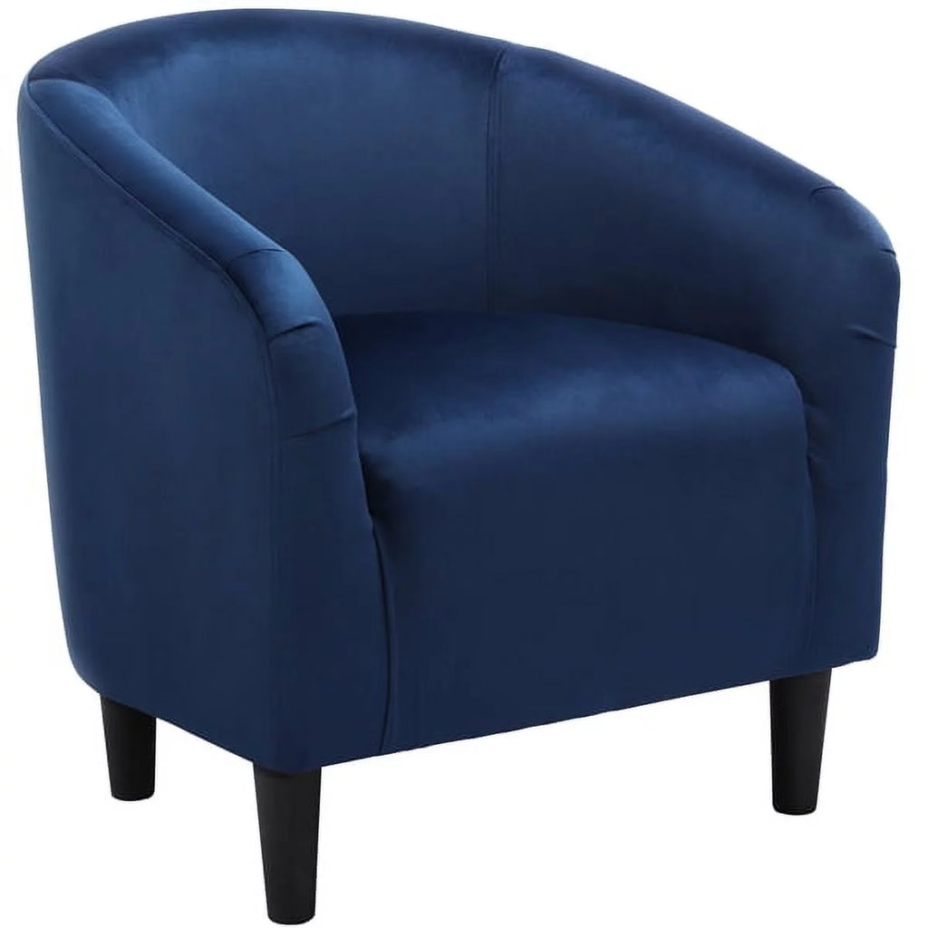 Navy Blue Velvet Upholstered Barrel Chair E7346