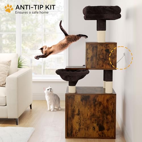 Cat Tree with Litter Box Enclosure and Scratching Post A384290