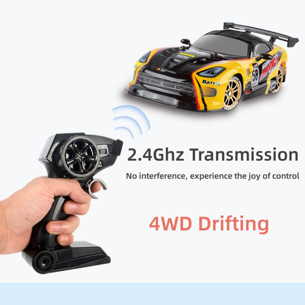 Yellow 4WD Remote Control Drift Car with 2 Batteries Y65419