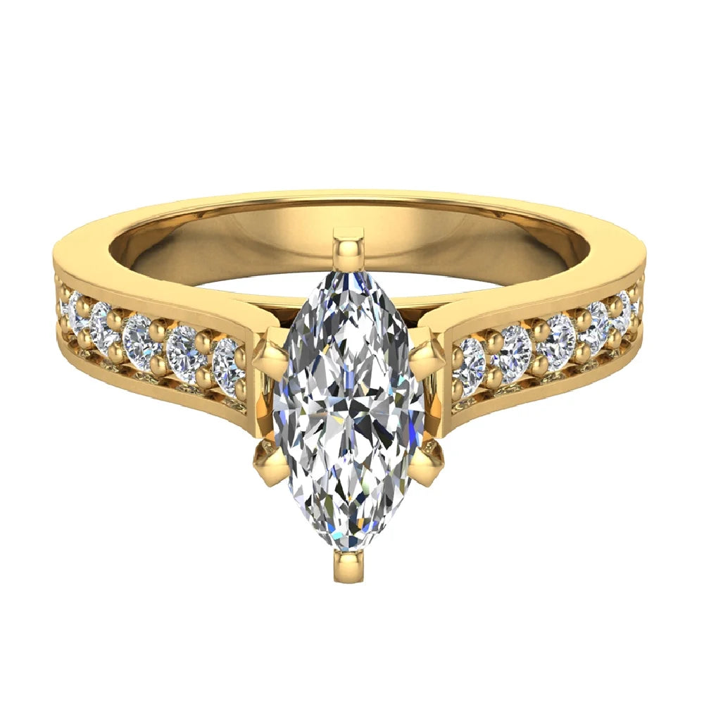 Marquise Cut Diamond Ring 14K Gold 1.00 CT TW K486