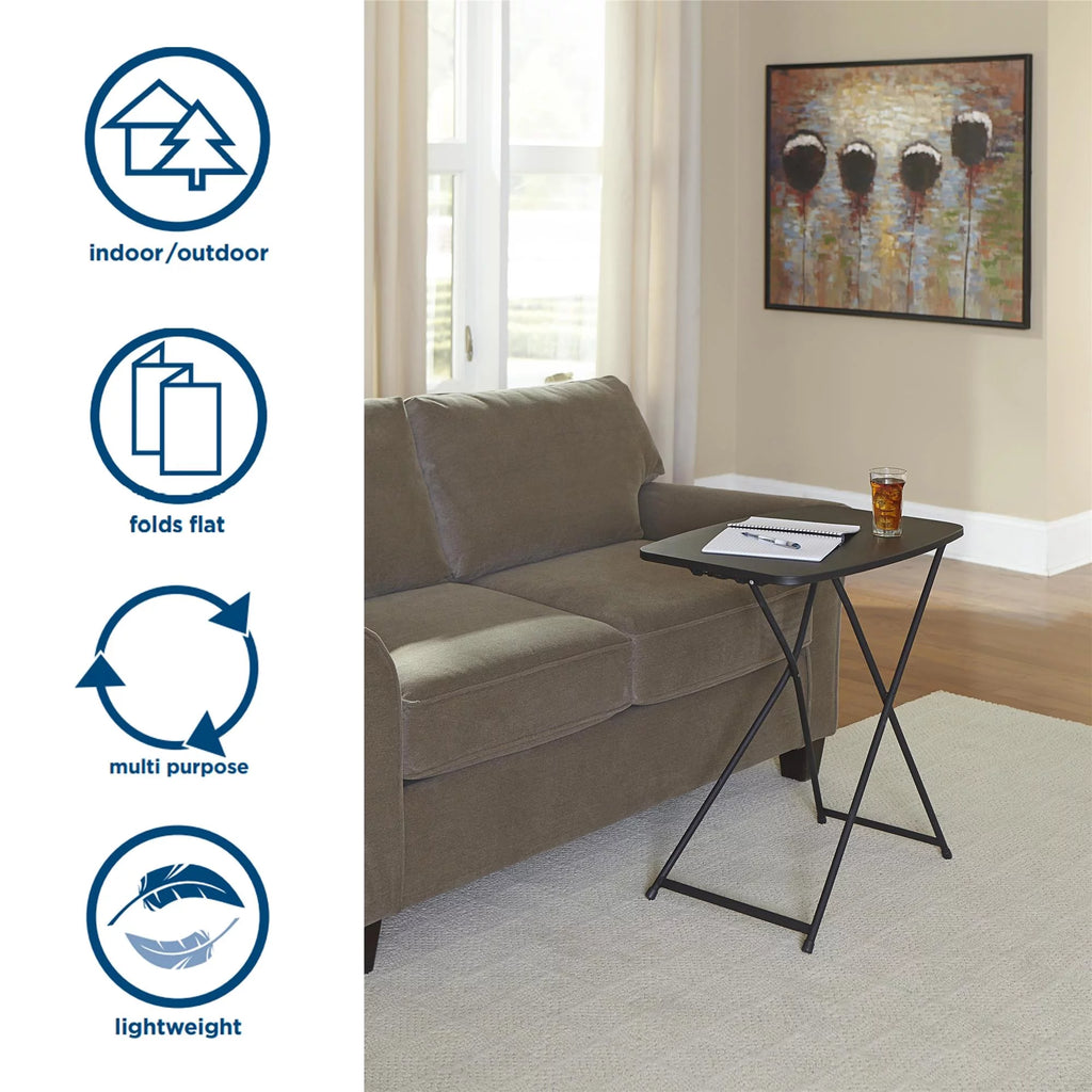 Black Adjustable Height Folding Table, 2 pack I5992