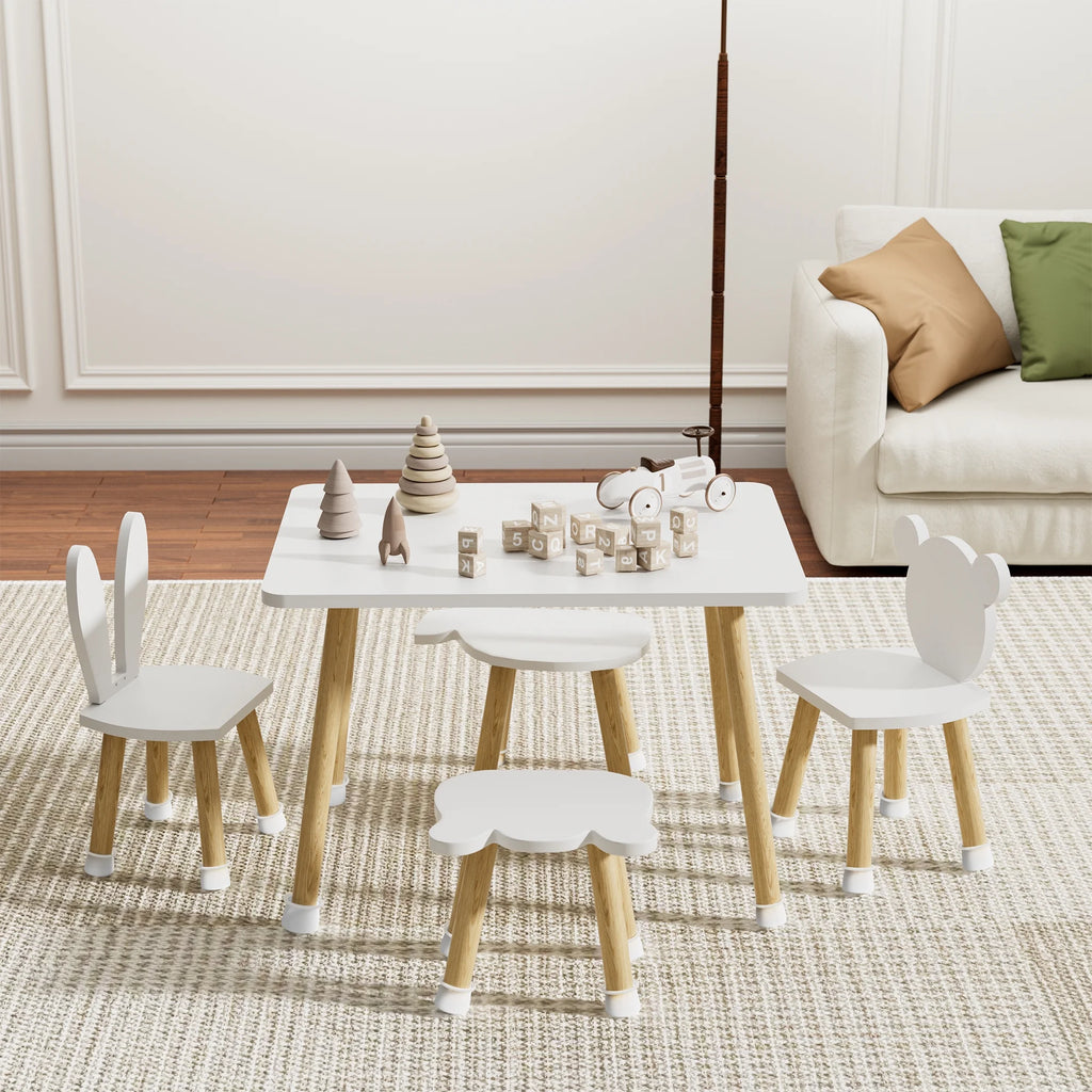 Wood Toddler Table and Chairs Set with 4 Chairs Q35989