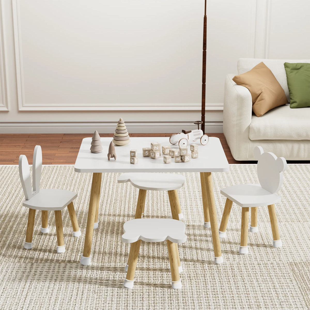 Wood Toddler Table and Chairs Set with 4 Chairs Q35989